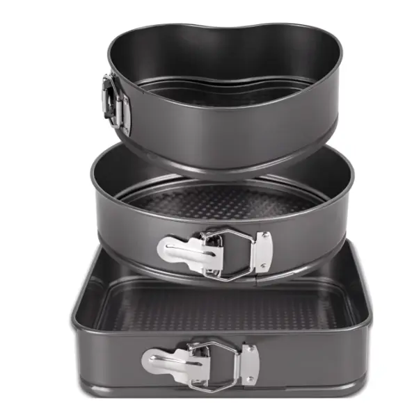 Set 3 tavi pentru copt forma Inima/Rotunda/Patrata cu baza detasabila 24/26/28 cm