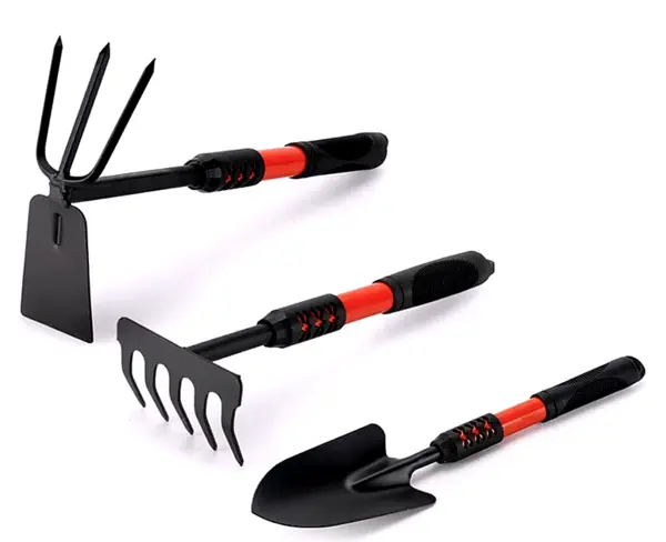 Set 3 ustensile pentru gradina lopatica grebla si cultivator maner ergonomic antiderapant