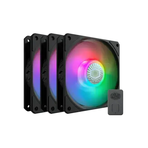 Set 3 ventilatoare CoolerMaster SickleFlow Edge, 120mm, RGB, 650-1800 RPM, 62 CFM (Negru)