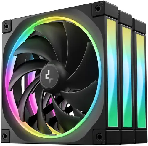 Set 3 ventilatoare DeepCool FL14 R-FL14-BKAPN3-G, 140mm, ARGB, PWM, 1700 RPM (Negru)