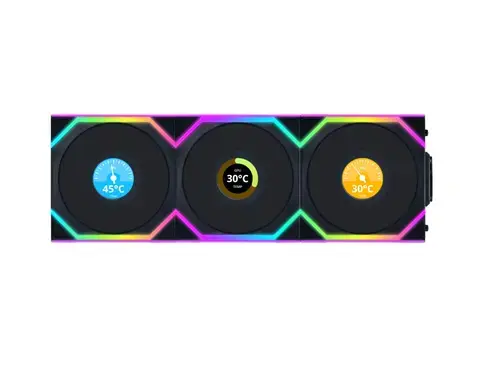 Set 3 ventilatoare Lian Li UNI FAN SL, ARGB, PWM, 120 mm, 3 bucati (Negru)