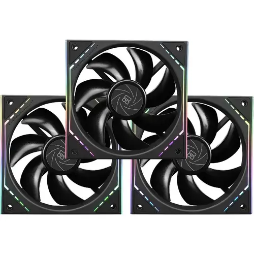 Set 3 ventilatoare Thermalright TL-M12, 120mm, 1500 RPM, S-FDB Bearing, 47.6 CFM, LED ARGB, 4pin PWM (Negru)