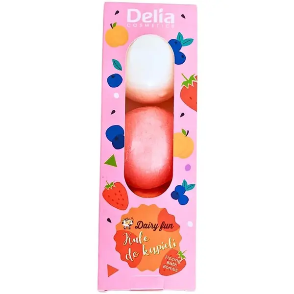 Set 3 x Bombe Efervescente Baie Dairy Fun, Afine, Capsuni si Piersici