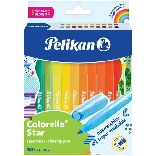 Set 30 Carioci Pelikan Colorella Star C302, vârf 0,8mm