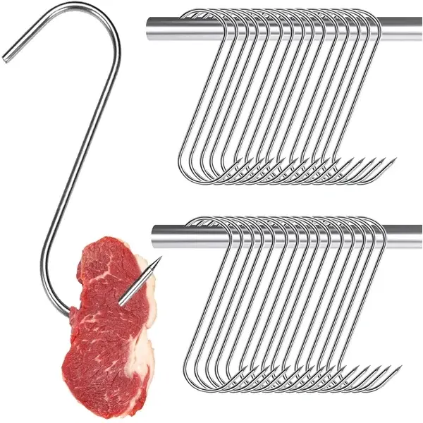 Set 30 Carlige afumatoare carne , macelarie DEPOX , 17 cm , inox