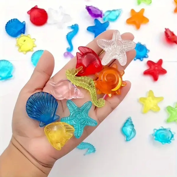 Set 35 figurine vietati marine pentru proiecte DIY,plastic,multicolor,3-7 cm
