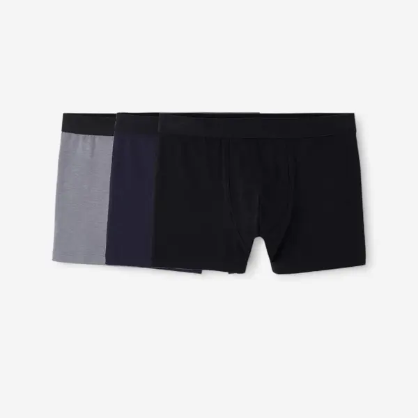 Set 3x Boxeri bumbac Fitness Negru/Gri/Albastru Bărbați