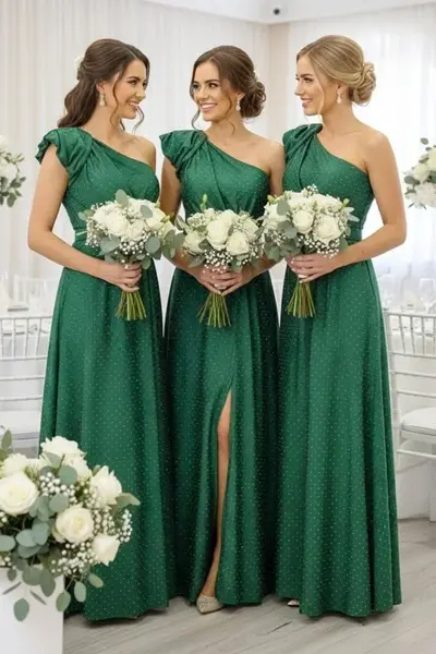Set 3x Rochie de seara VelaNORA, cu micro-cristale, Verde, Marime S/M