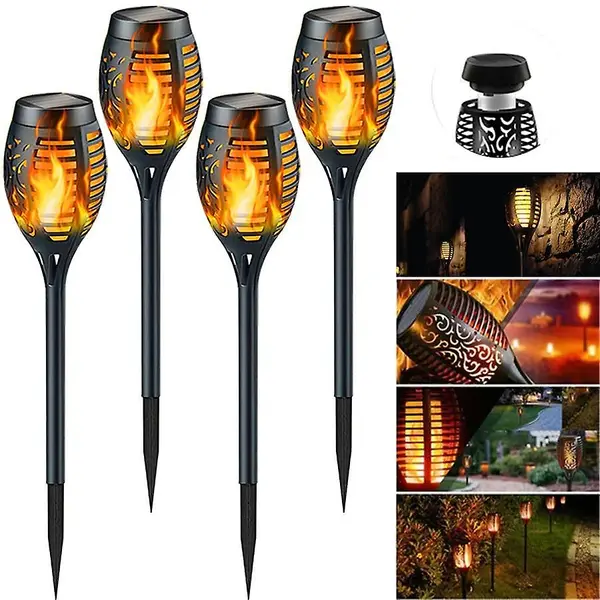 Set 4/8 x Lampa solara tip torta cu efect flacara, 51 cm