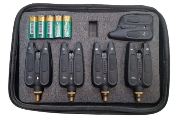 Set 4 Avertizori plus Statie cu penar pentru transport si baterii incluse