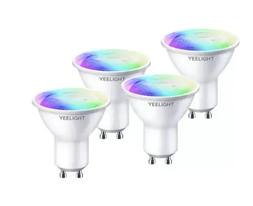 Set 4 Becuri Yeelight LED GU10 Smart Bulb W1, Multicolor, 4.5W, 350 lm, Control Aplicatie (Alb)