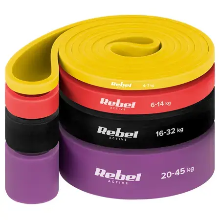 Set 4 benzi elastice REBEL ACTIVE POWER BAND, latex, 4-45KG