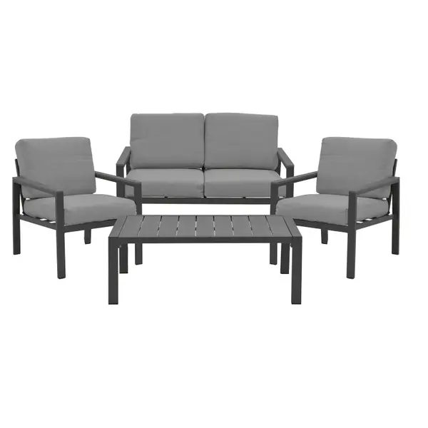 Set 4 buc masă și scaune de grădină Mabudu Gri 118x64x100 cm