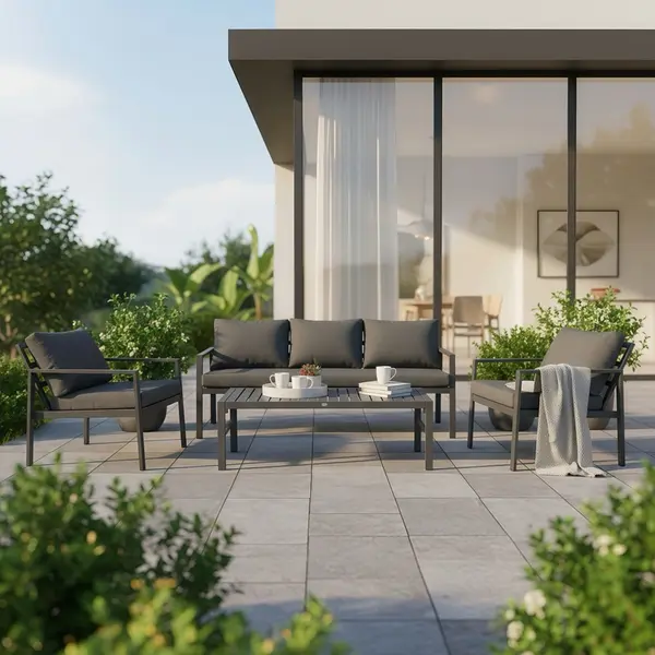 Set 4 bucati de gradina, Gardenly, Gri inchis, 68.5x175x72 cm