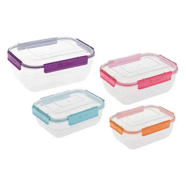 Set 4 caserole cu capac,4 marimi,plastic,multicolor