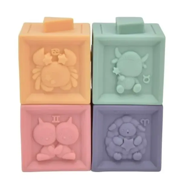 Set 4 cuburi de construit pentru copii, jucarie educationala colorata, Empria, cifre si forme
