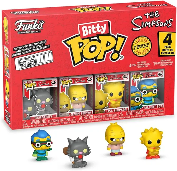 Set 4 figurine - Funko Pop! Bitty - The Simpsons - Scratchy, Grampa Simpson, Lisa Simpson, Fallout Boy | Funko