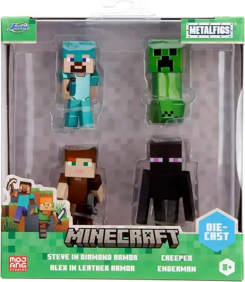 Set 4 figurine metalice Minecraft, 6.5 cm