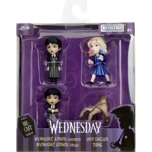Set 4 figurine metalice - Wednesday, Multicolor, 17 cm