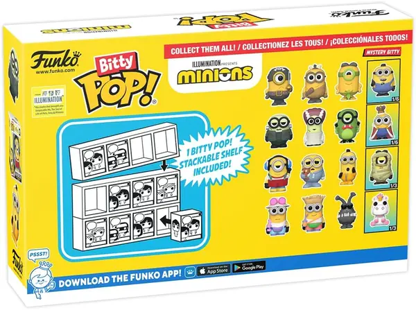 Set 4 figurine - Pop! Minions: Eye Matie, Cro-Minion, Au Naturel, & Mystery Chase Figure | Funko