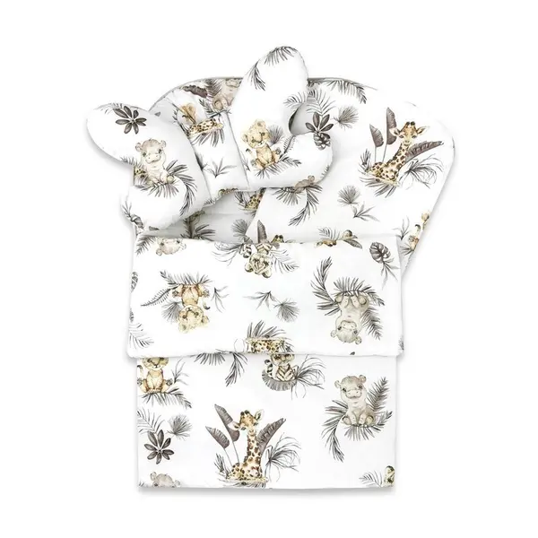 Set 4 in 1 cosulet pentru bebelusi MimiNu Baby Cocoon 75x55 cm Savanna