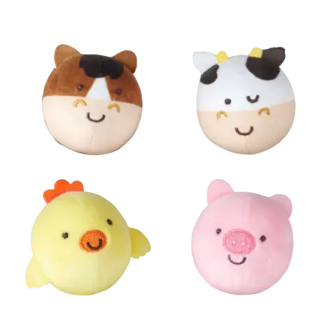 Set 4 jucarii de plus pentru bebelusi si copii, animale de rostogolit, Rollables Farm Friends, Melissa&Doug 30734