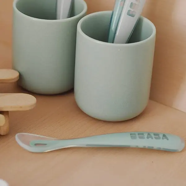 Set 4 lingurite silicon +4 luni Beaba Sage Green