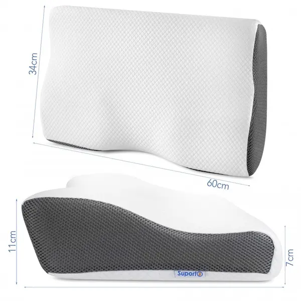 Set 4 perne cu suport pentru gat din spuma cu memorie Suporto 60 x 34 x 117 cm cu perforatii