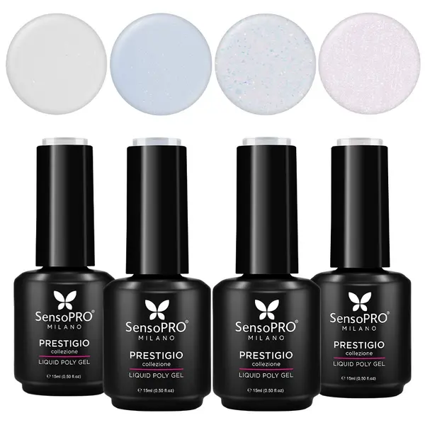 Set 4 Polygel Lichid SensoPRO Milano, Diamond Glitz