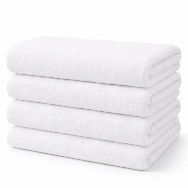 Set 4 prosoape mari 90x180cm tip Cearsaf de Baie SPA, din 100% bumbac pakistanez, 600g, Premium Hotel Collection, Alb
