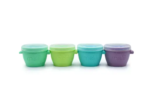 Set 4 recipiente din silicon Melii Snap&Go, 118 ml