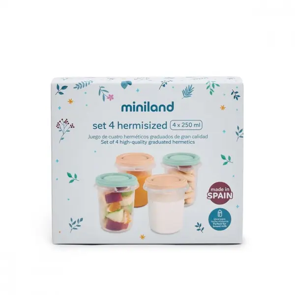 Set 4 recipiente ermetice pentru stocare hrana Dreamland 250 ml