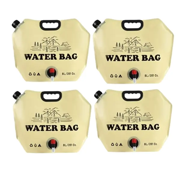 Set 4 saci de apa pliabili 8L, pentru camping si calatorii, bej
