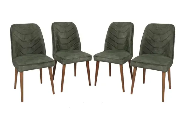 Set 4 scaune DALLAS, nuc + verde inchis, 50x49x90 cm