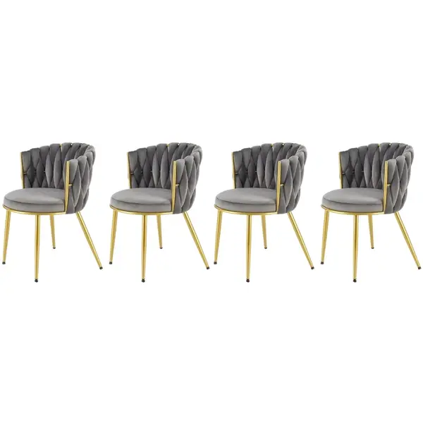 Set 4 scaune K517 velvet gri/auriu
