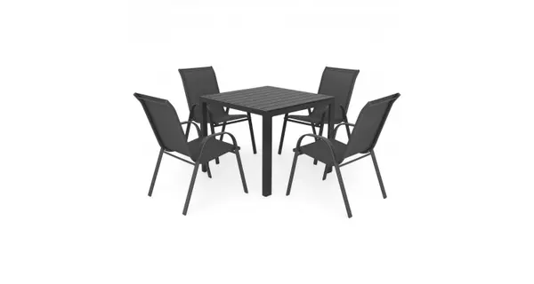 Set 4 scaune si masa ENCORE BASIC antracit cu negru
