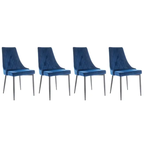 Set 4 scaune Trix B velvet bleumarin Blu86/negru BF25