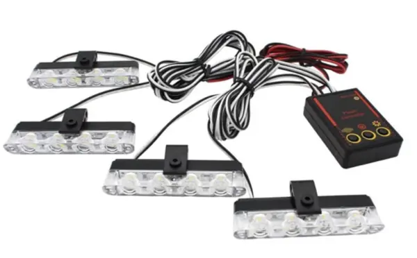 Set 4 stroboscoape cu 4 leduri lumina Galbena si Telecomanda