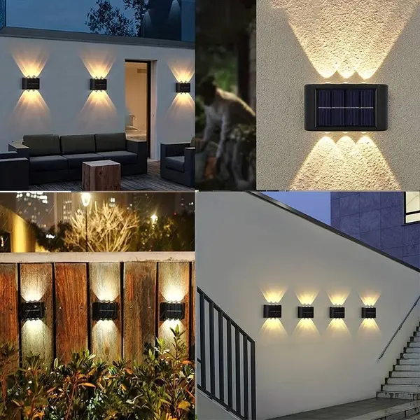 Set 4 x lampa solara 2 LED cu lumina bidirectionala