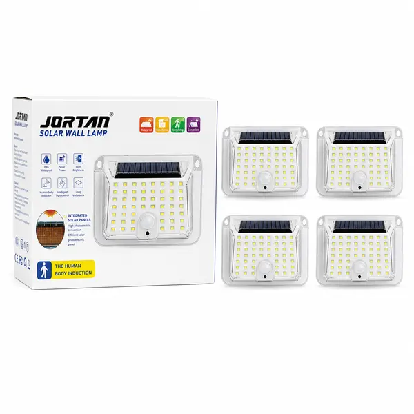 Set 4 x Lampa solara 90 LED Jortan, senzor de miscare