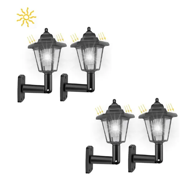 Set 4 x Lampa solara tip felinar, model hexagon