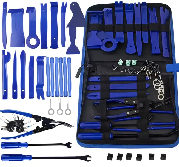 Set 46 piese demontare interior auto, NewEvo, Cu Husa Depozitare, Robust si durabil, Depozitare usoara, Rezistent la coroziune, Pentru usi, bord,