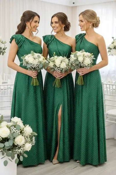 Set 4x Rochie de seara VelaNORA, cu micro-cristale, Verde, Marime S/M