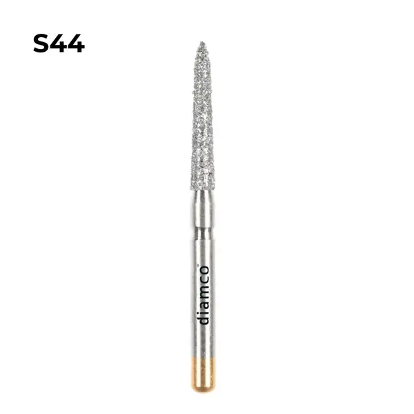Set 5+1 Freze cilindrice cu varf tip flacara lunga diamantate aliaj rodium-platina - S44