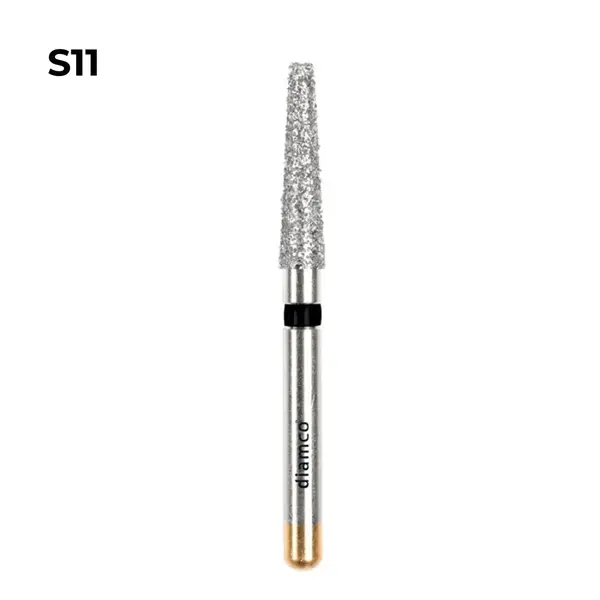 Set 5+1 Freze diamantate conice cu varful plat aliaj rodium-platina - S11