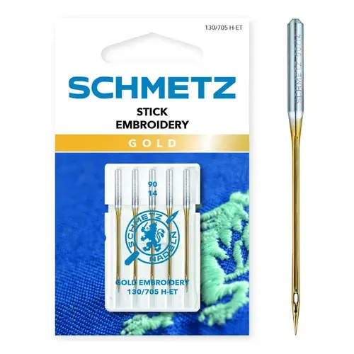 Set 5 ace de brodat Gold, finete 90, Schmetz 130/705 H-ET VDS