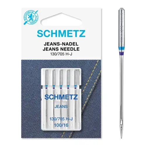 Set 5 ace de cusut, Jeans, finete 100, Schmetz 130/705 H-J VES