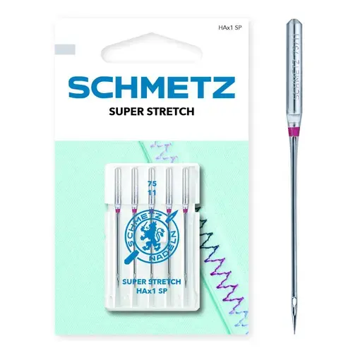 Set 5 ace de cusut, materiale foarte elastice, finete 75, Schmetz HAX1 SP VMS