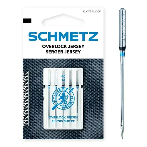 Set 5 ace de surfilat pentru tricot, finete 90, Schmetz ELX705 SUK CF VDS