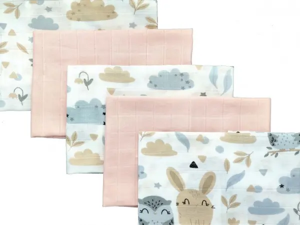 Set 5 batistute din bumbac pentru copii 38x38 cm Pastel
